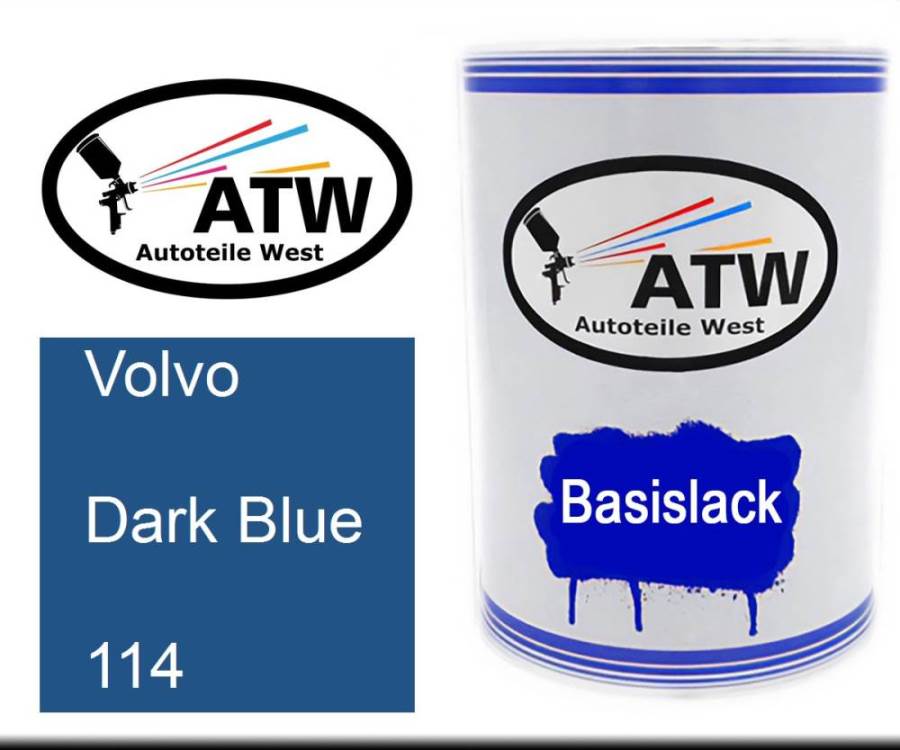 Volvo, Dark Blue, 114: 500ml Lackdose, von ATW Autoteile West.